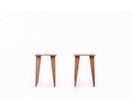 Andre Sornay stools in mahogany 1960 set of 2