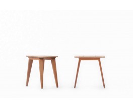 Andre Sornay stools in mahogany 1960 set of 2