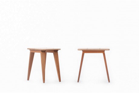 Andre Sornay stools in mahogany 1960 set of 2