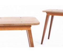 Andre Sornay stools in mahogany 1960 set of 2