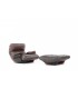Michel Ducaroy armchair and footstool model Marsala in brown leather edition Ligne Roset 1970