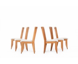 Guillerme and Chambron chairs in oak and fabric 1950 set of 6