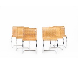 Chairs in chrome and braided rattan 1980 set of 6