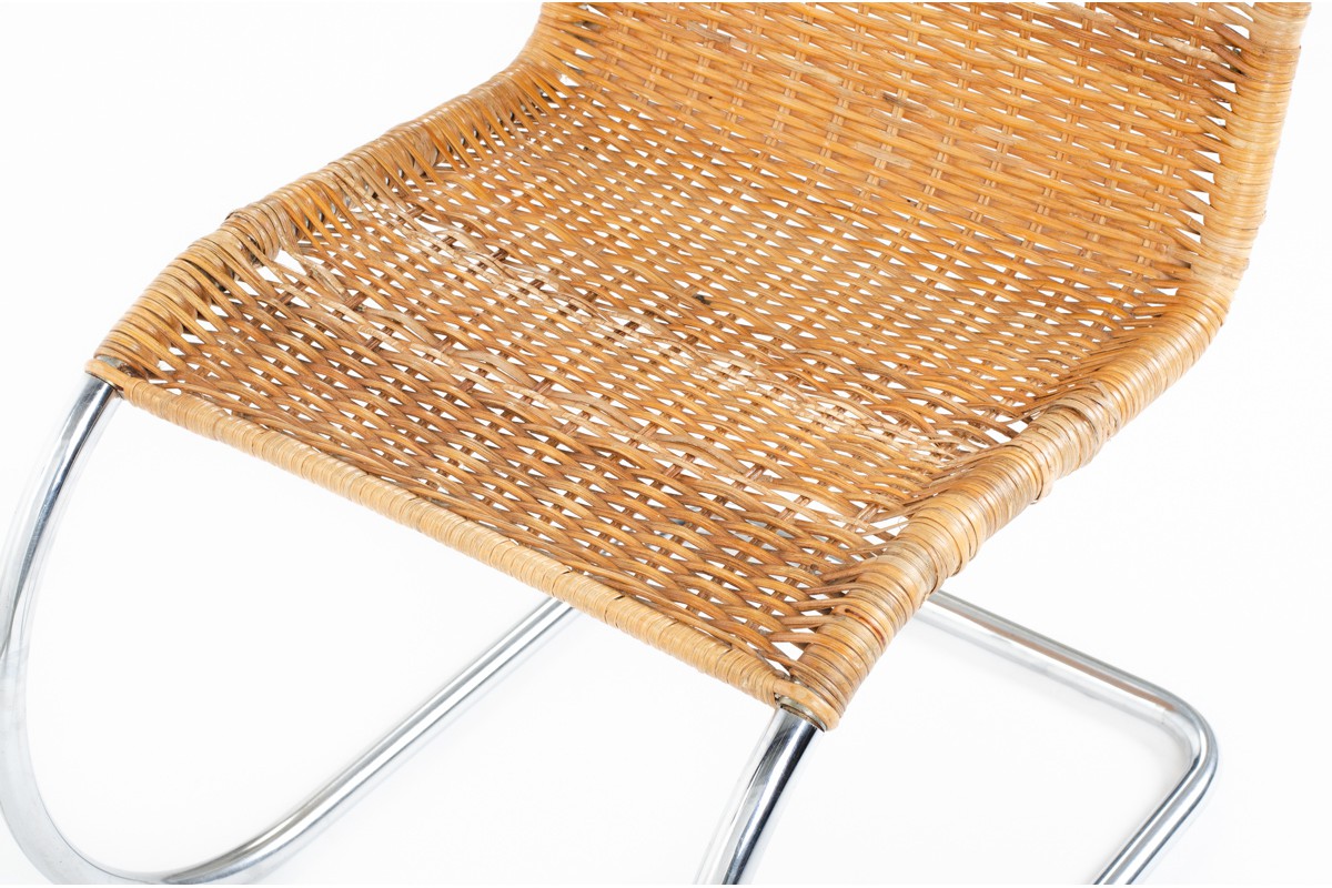 Chairs in chrome and braided rattan 1980 set of 6