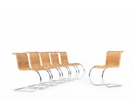 Chairs in chrome and braided rattan 1980 set of 6