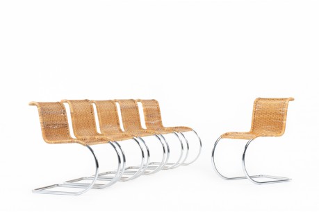 Chairs in chrome and braided rattan 1980 set of 6