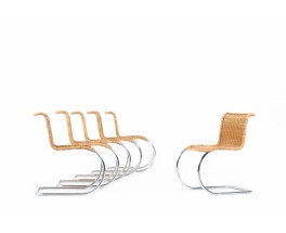 Chaises en chrome et rotin tressé 1980 set de 6