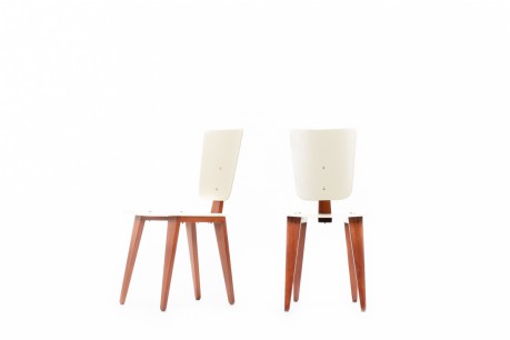 Andre Sornay chairs in mahogany and lacquer 1960 set of 2