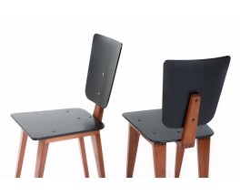 Chaises André Sornay en acajou et laque 1960 set de 2