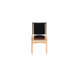 Chaises Maurice Pré en hêtre et lin noir 1950 set de 6