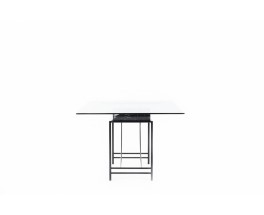 Rectangular dining table in glass marble and metal 1980