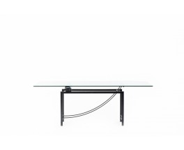 Rectangular dining table in glass marble and metal 1980