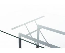 Rectangular dining table in glass marble and metal 1980