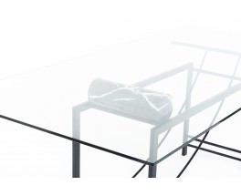 Rectangular dining table in glass marble and metal 1980