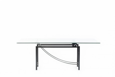 Rectangular dining table in glass marble and metal 1980