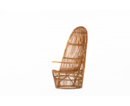 Large rattan armchair Italian design 1960