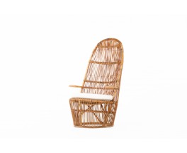 Large rattan armchair Italian design 1960