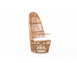 Large rattan armchair Italian design 1960