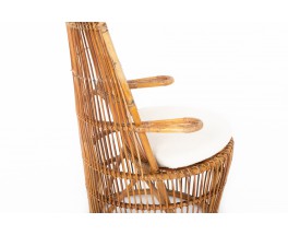 Large rattan armchair Italian design 1960