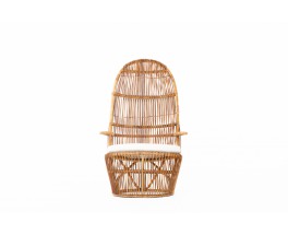 Large rattan armchair Italian design 1960