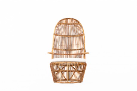Large rattan armchair Italian design 1960