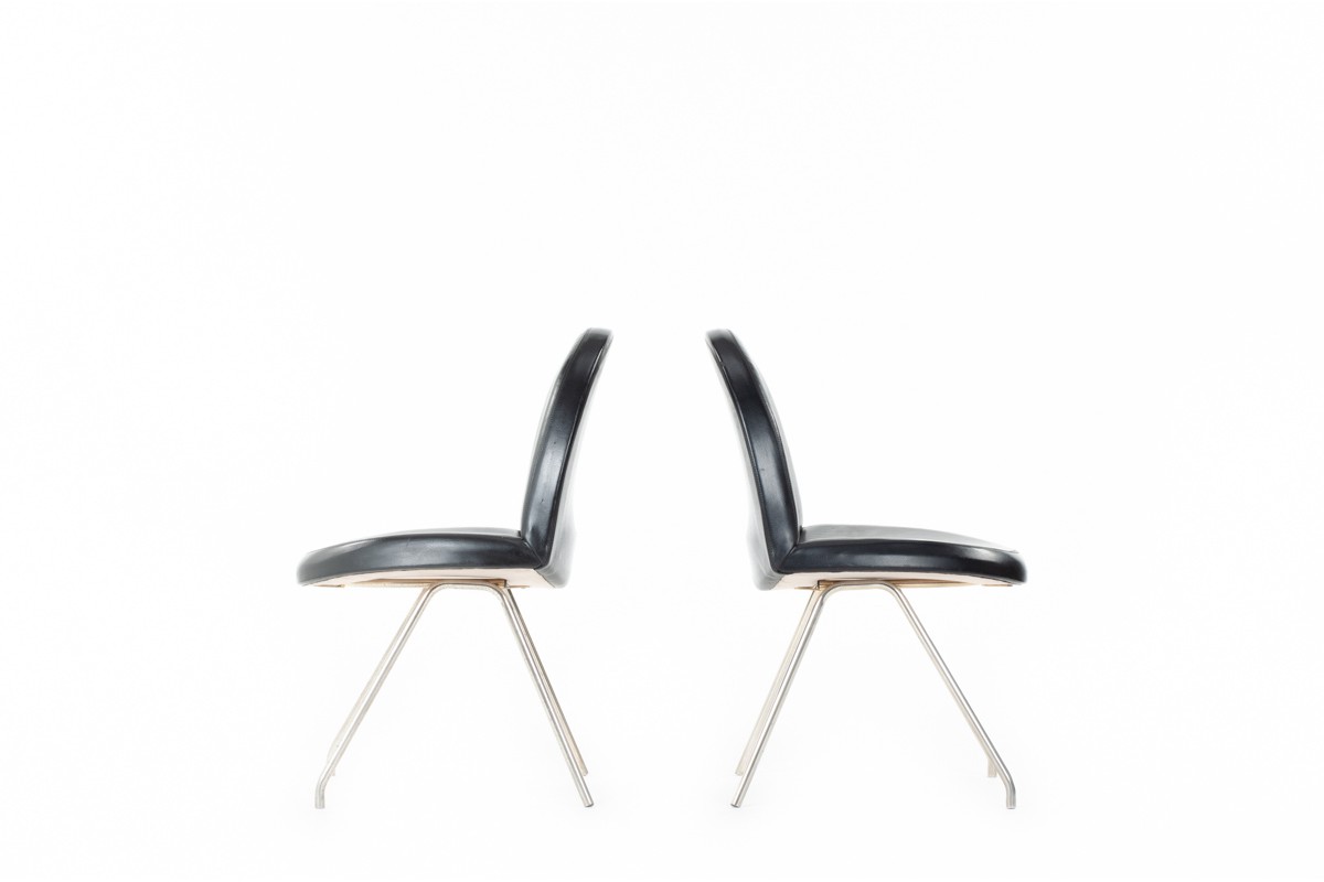 Joseph Andre Motte chairs model 771 edition Steiner 1954 set of 2