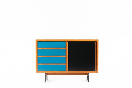 Meuble de rangement André Sornay acajou et laque 1960