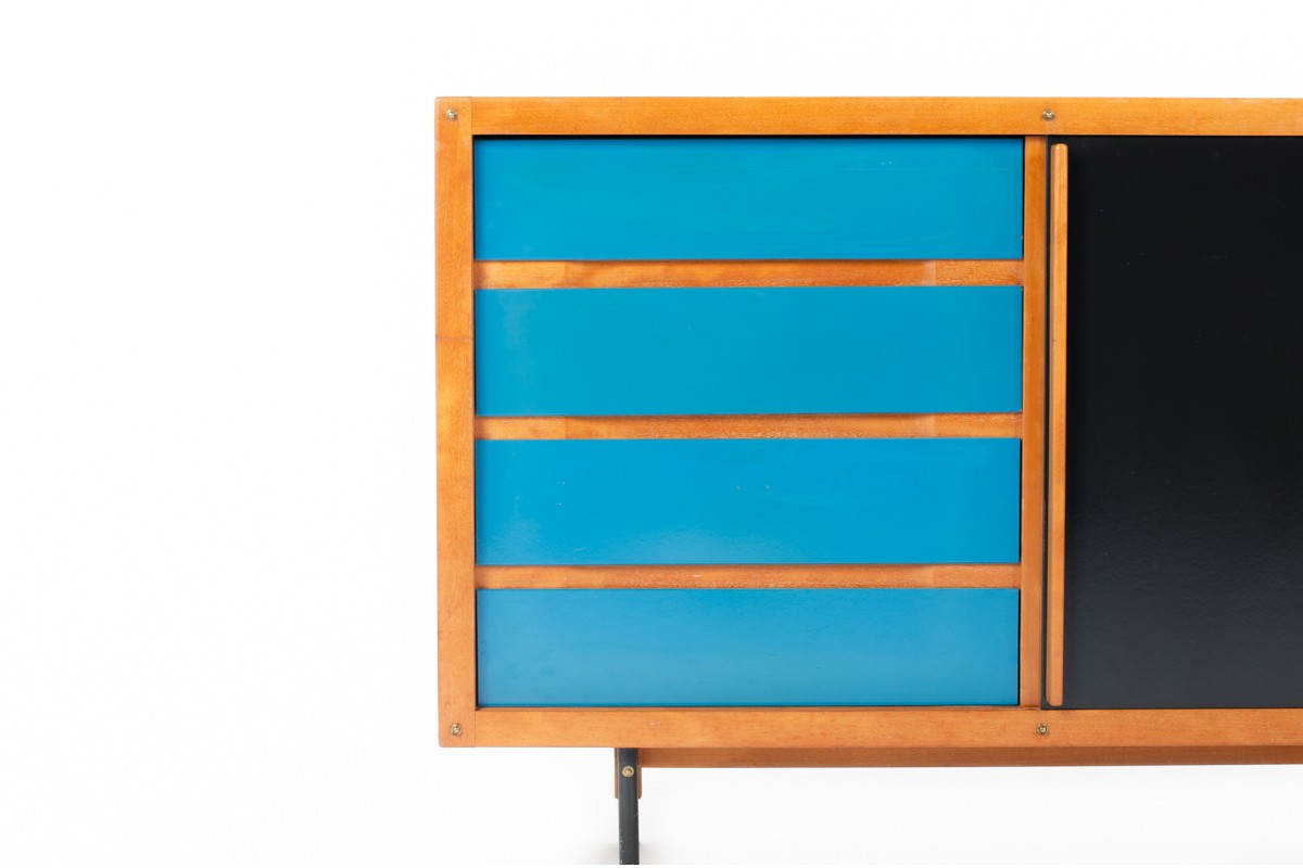Andre Sornay chest of drawer in mahogany and lacquer 1960