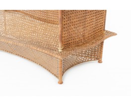 Banquette en cannage et métal 1950