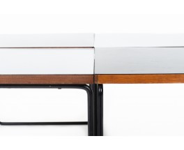 Tables basses Pierre Guariche modèle Volante formica noir et blanc édition Steiner 1950 set de 4