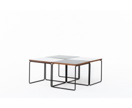 Pierre Guariche coffee tables model Volante black and white formica edition Steiner 1950 set of 4