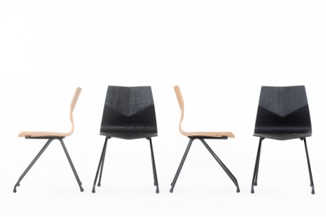 Chaises René-Jean Caillette modèle Diamant édition Steiner 1950 set de 4