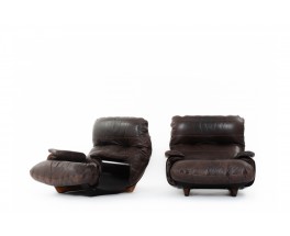 Fauteuils Michel Ducaroy modèle Marsala avec repose-pieds édition Ligne Roset 1970 set de 2