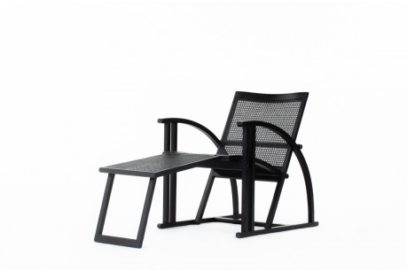 Fauteuil Pascal Mourgue modèle Arc hêtre et cannage édition Triconfort 1983