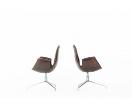 Preben Fabricius and Jorge Kastholm armchairs model 6772 leather edition Kill International 1960 set of 2