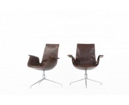 Preben Fabricius and Jorge Kastholm armchairs model 6772 leather edition Kill International 1960 set of 2