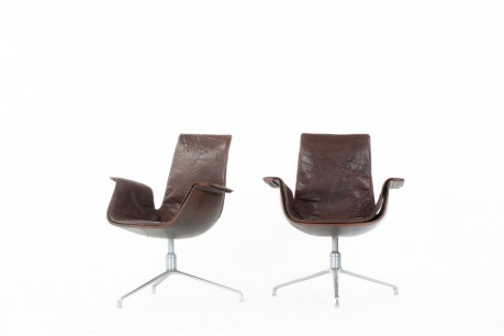Preben Fabricius and Jorge Kastholm armchairs model 6772 leather edition Kill International 1960 set of 2
