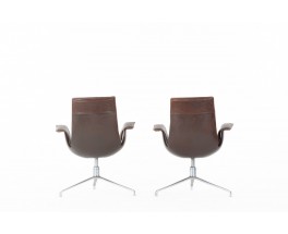 Preben Fabricius and Jorge Kastholm armchairs model 6772 leather edition Kill International 1960 set of 2