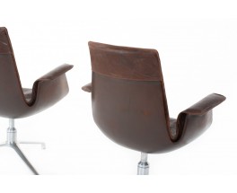 Preben Fabricius and Jorge Kastholm armchairs model 6772 leather edition Kill International 1960 set of 2