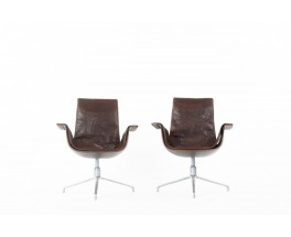 Preben Fabricius and Jorge Kastholm armchairs model 6772 leather edition Kill International 1960 set of 2