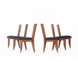 Guillerme and Chambron chairs in oak and fabric 1950 set of 6