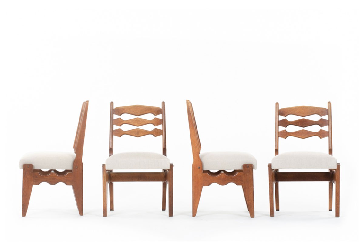 Guillerme and Chambron chairs in oak edition Votre Maison 1950 set of 4