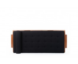 Daybed André Sornay en acajou et lin noir 1960