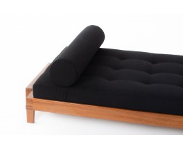 Andre Sornay daybed in mahogany and black linen 1960