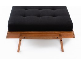 Daybed André Sornay en acajou et lin noir 1960