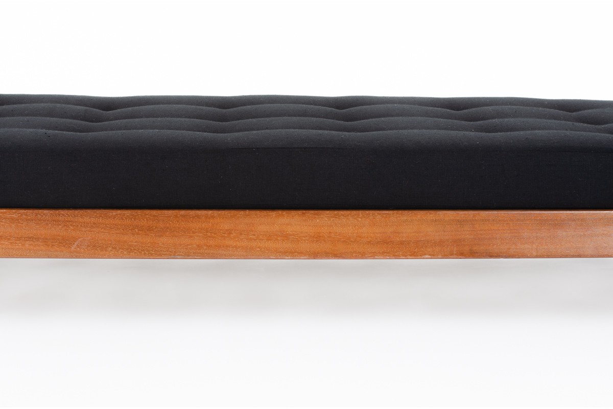 Andre Sornay daybed in mahogany and black linen 1960