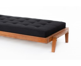 Daybed André Sornay en acajou et lin noir 1960