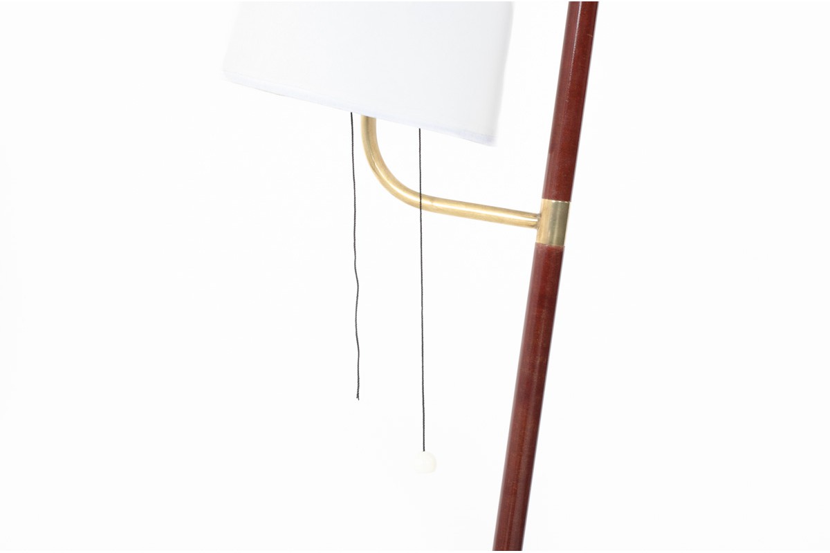 Floor lamp with bakelite brass and paper lampshade edition Lunel 1950