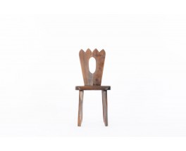 Chairs model Crown in elm brutalist design 1950 set of 6