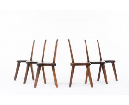 Chaises modèle Couronne en orme design brutaliste 1950 set de 6